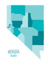 Map of Nevada state of the USA, with counties