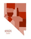 Map of Nevada state of the USA, with counties