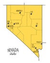 Map of Nevada state of the USA, with counties