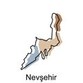 Map of Nevsehir Province of Turkey Illustration design, Turkey World Map International vector template