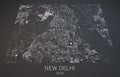 Map of New Delhi, India, satellite view,