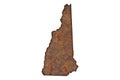 Map of New Hampshire on rusty metal