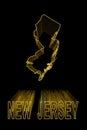Map of New Jersey, Gold Map On Black Background