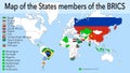 The map of new members join the BRICS group.