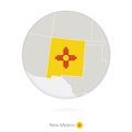 Map of New Mexico State and flag in a circle Royalty Free Stock Photo