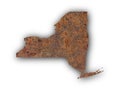 Map of New York on rusty metal Royalty Free Stock Photo