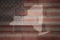 Map of new york state on a painted flag of united states of america on a brick wall Royalty Free Stock Photo