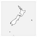 Map of New Zealand black thick outline highlighted with neighbor countries Royalty Free Stock Photo