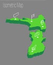 Map new Zealand isometric concept.