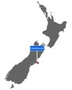 Map of New Zealand with road sign Christchurch Royalty Free Stock Photo