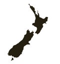 Map of New Zealand. Solid black map vector illustration Royalty Free Stock Photo