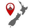 Map of New Zealand with volcano locator Royalty Free Stock Photo