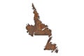 Map of Newfoundland and Labrador on rusty metal Royalty Free Stock Photo
