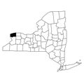 Map of niagara County in New York state on white background. single County map highlighted by black colour on New york map Royalty Free Stock Photo