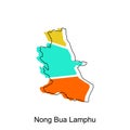 Map of Nong Bua Lamphu vector design template, national borders and important cities illustration, Stylized map of Thailand