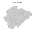 map of Norte de Minas is a mesoregion in Minas Gerais with borde Royalty Free Stock Photo