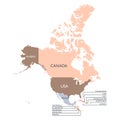 Map of North America continent Royalty Free Stock Photo