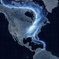 Map of North and Central America with a weather pattern depicted. Royalty Free Stock Photo