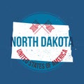 map of north dakota state label. Vector illustration decorative design Royalty Free Stock Photo