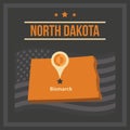 map of north dakota state. Vector illustration decorative design Royalty Free Stock Photo