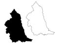 Map of North East England. Black and outline maps. EPS Vector File Royalty Free Stock Photo