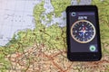 Map North Europe and Compass Royalty Free Stock Photo