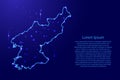 Map North Korea from the contours network blue, luminous space s
