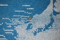 Map on north korea with nuclear sign