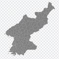 Blank map North Korea. Second-level administrative divisions of North Korea map. High detailed gray vector map