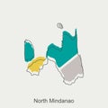 Map of North Mindanao vector design template, national borders and important cities illustration