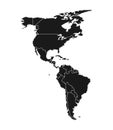 Map of North and South America in black. Map of the American continents with country borders. Vector Royalty Free Stock Photo