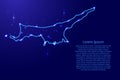 Map Northern Cyprus from the contours network blue, luminous spa