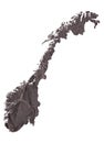 map of Norway on old dark crumpled grunge paper Royalty Free Stock Photo