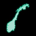 Map of Norway, old green computer terminal screen Royalty Free Stock Photo