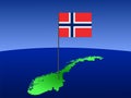 Map With Norwegian Flag Royalty Free Stock Photo