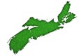 Map of Nova Scotia on green felt