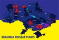 Map of the NPP of Ukraine. The Zaporizhzhya Nuclear Power Plant, the largest in Europe, poses a risk of radioactive contamination