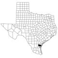 Map of nueces County in Texas state on white background. single County map highlighted by black colour on Texas map. UNITED STATES Royalty Free Stock Photo