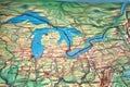 A Map o the Great Lakes and St. Lawrence Seaway. Royalty Free Stock Photo