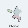 map of Oberhof vector design template, national borders and important cities illustration