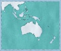 Map of Oceania, drawn illustrated brush strokes, geographic map, physics. Cartography, geographical atlas