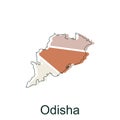 Map of Odisha illustration design with black outline on white background, design template suitable for your company