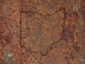 Map of Ohio on rusty metal Royalty Free Stock Photo