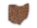 Map of Ohio on rusty metal Royalty Free Stock Photo