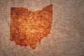 Map of ohio state on a old vintage crack paper background Royalty Free Stock Photo