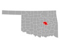 Map of Okfuskee in Oklahoma Royalty Free Stock Photo