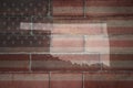 Map of oklahoma state on a painted flag of united states of america on a brick wall Royalty Free Stock Photo