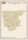 Map of Crawford County in Arkansas Royalty Free Stock Photo