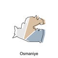 Map of Osmaniye Province of Turkey Illustration design, Turkey World Map International vector template