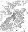 Map of Ottawa, satellite view, black and white map. Canada